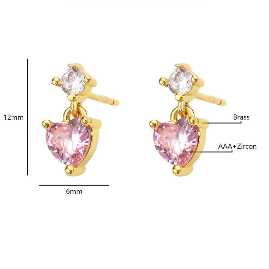 Orecchini Fuive Cuore pendente con zinrconi