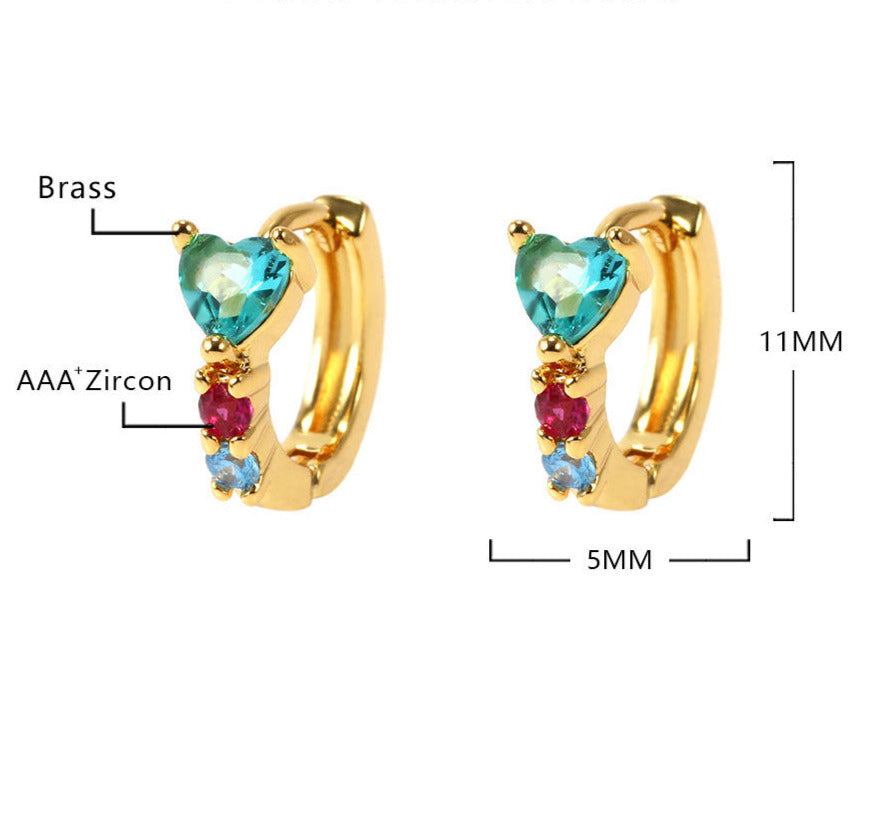 Orecchini Fuive ad anello di cuori colorati