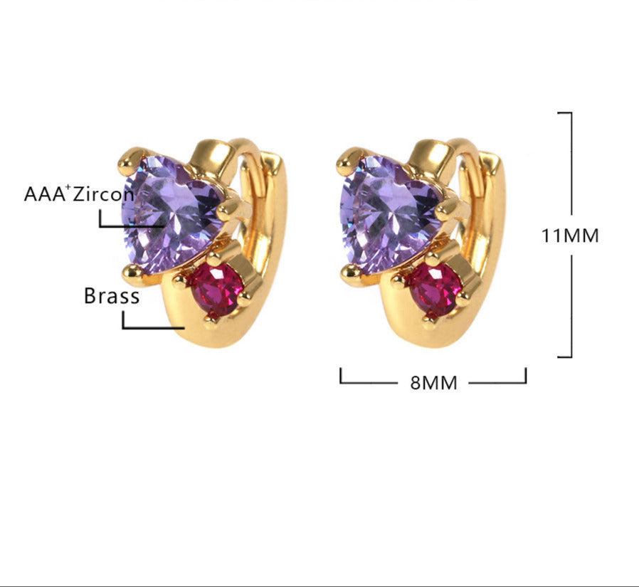 Orecchini Fuive ad anello con cuori colorati di zirconi