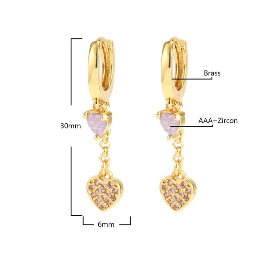 Orecchini Fuive ad anello pendente di cuori