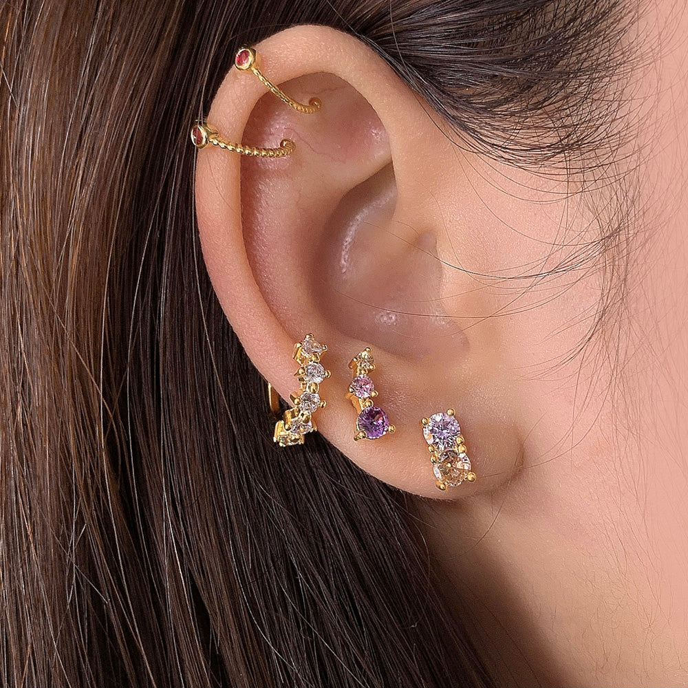 Orecchini Fuive trilogia di zirconi colorati