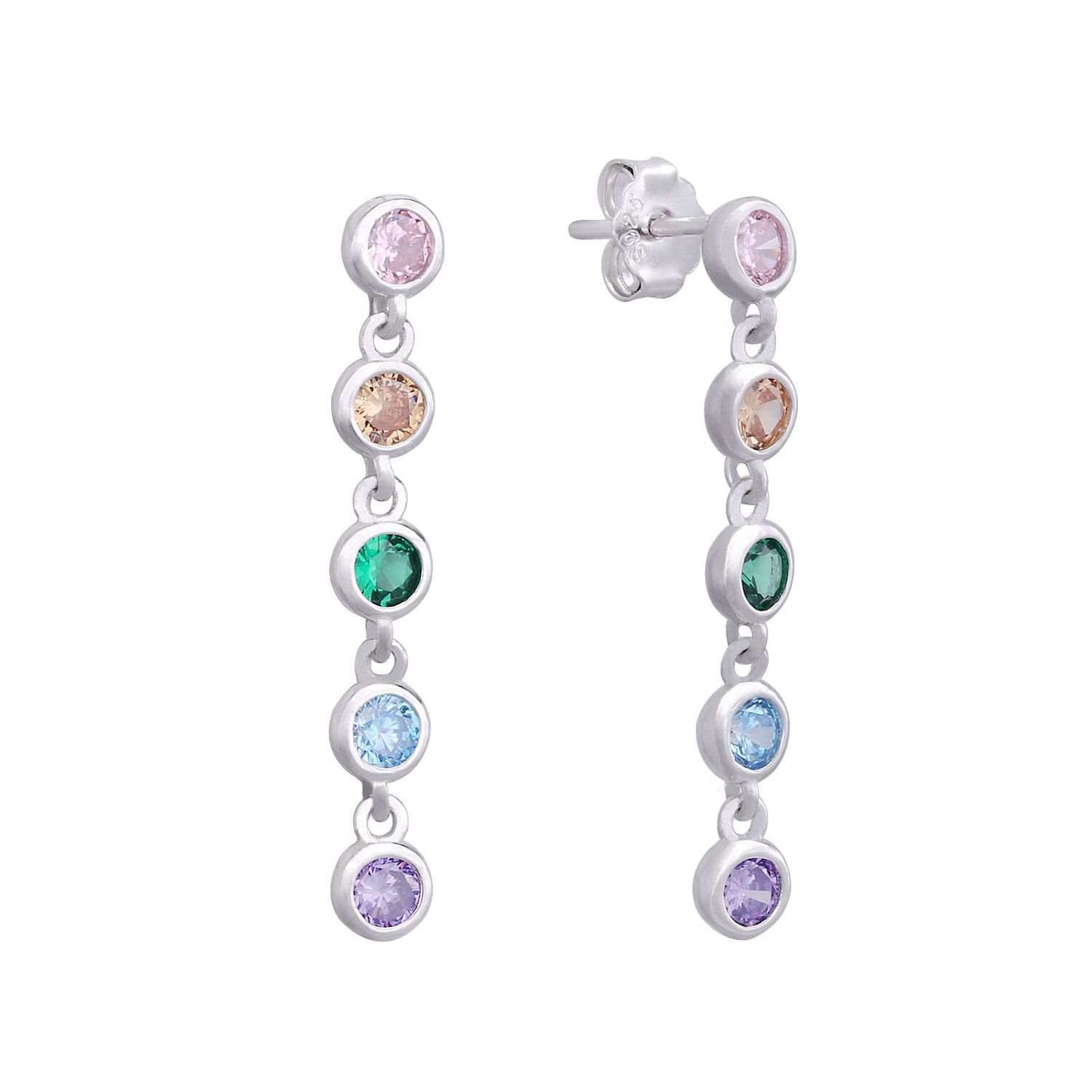 FUIVE PASTEL PERFECTION EARRINGS IN 925 SILVER WITH COLORED ZIRCONIA