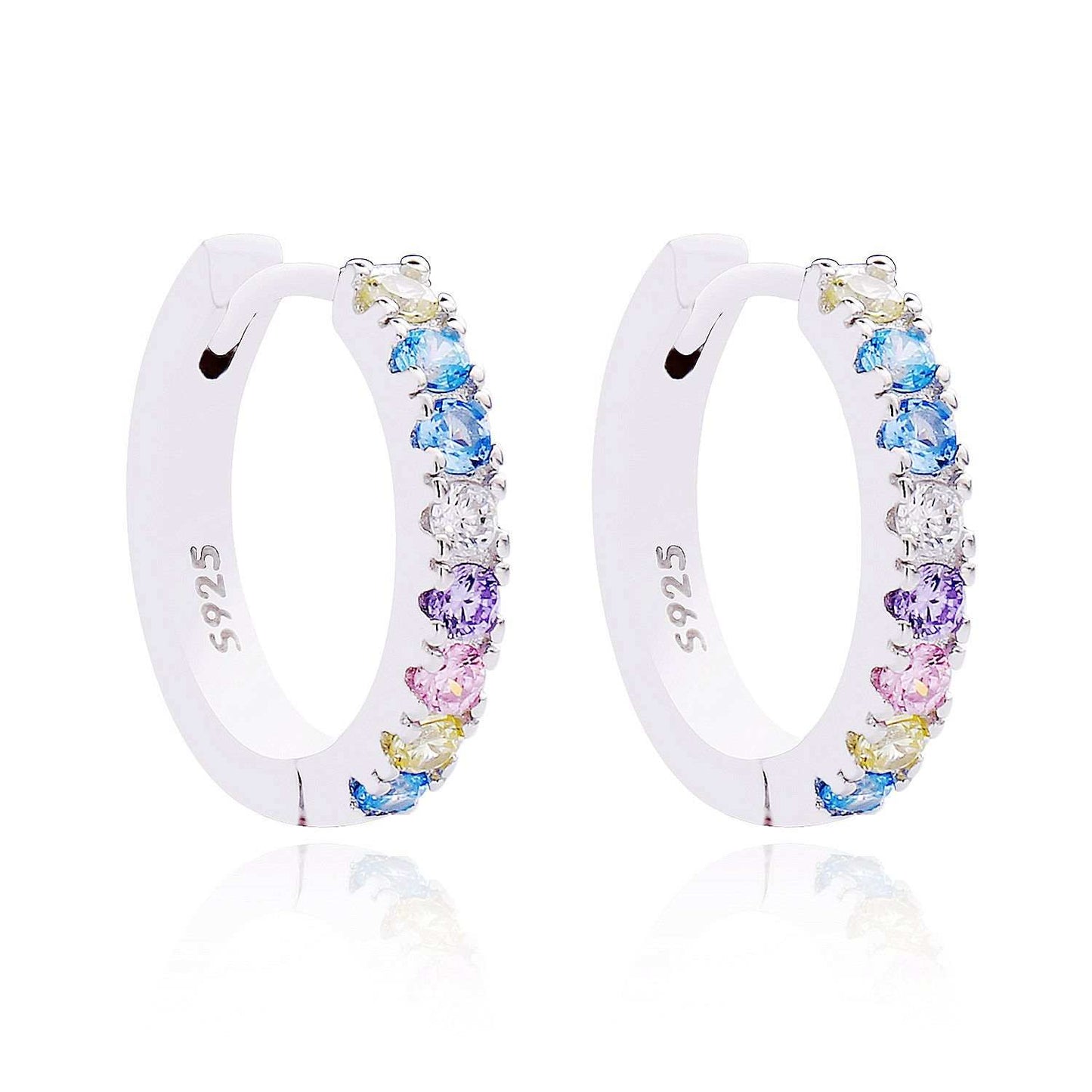 Orecchini Fuive Arcobaleno in Argento 925 con Zirconi colorati - Gioielli dichiarativi vivaci e giocosi