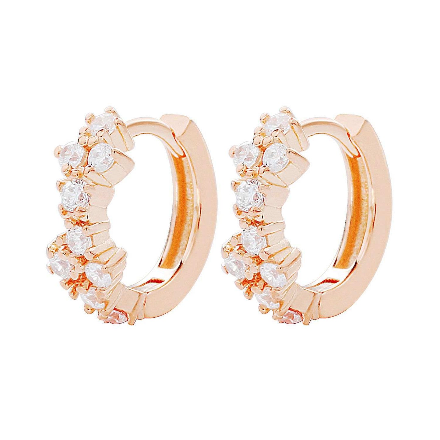 Orecchini Fuive scintillanti in argento 925, placcati in oro rosa 18 carati con zirconi - Gioielli dichiarativi femminili e radiosi