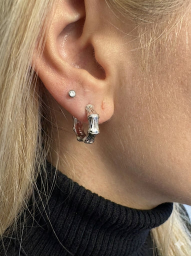 FUIVE BAMBOO EARRINGS IN 925 SILVER