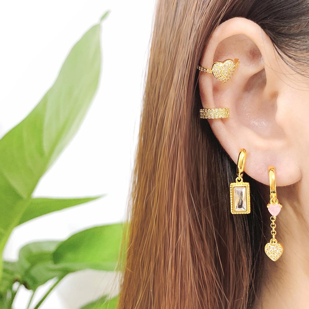 Orecchini Fuive ad anello pendente di cuori