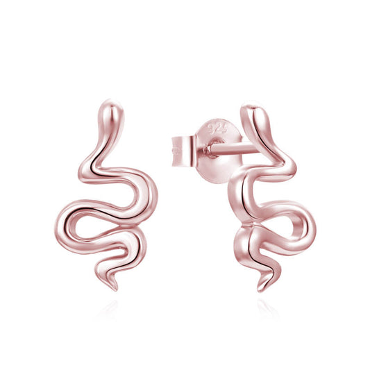 Orecchini Fuive Snake in Argento 925 Placcato Oro Rosa - Sofisticatezza ispirata ai serpenti con un tocco di glamour