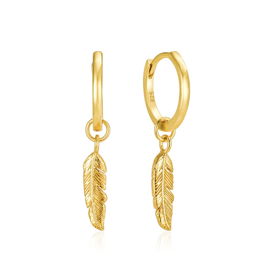 Orecchini Fuive Plume in Argento 925 Placcati Oro 18kt - Gioielli ispirati alle piume graziosi e lussuosi