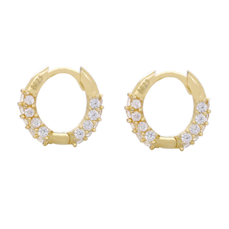 FUIVE GLOWY EARRINGS IN 925 SILVER 18KT GOLD PLATED AND ZIRCONIA