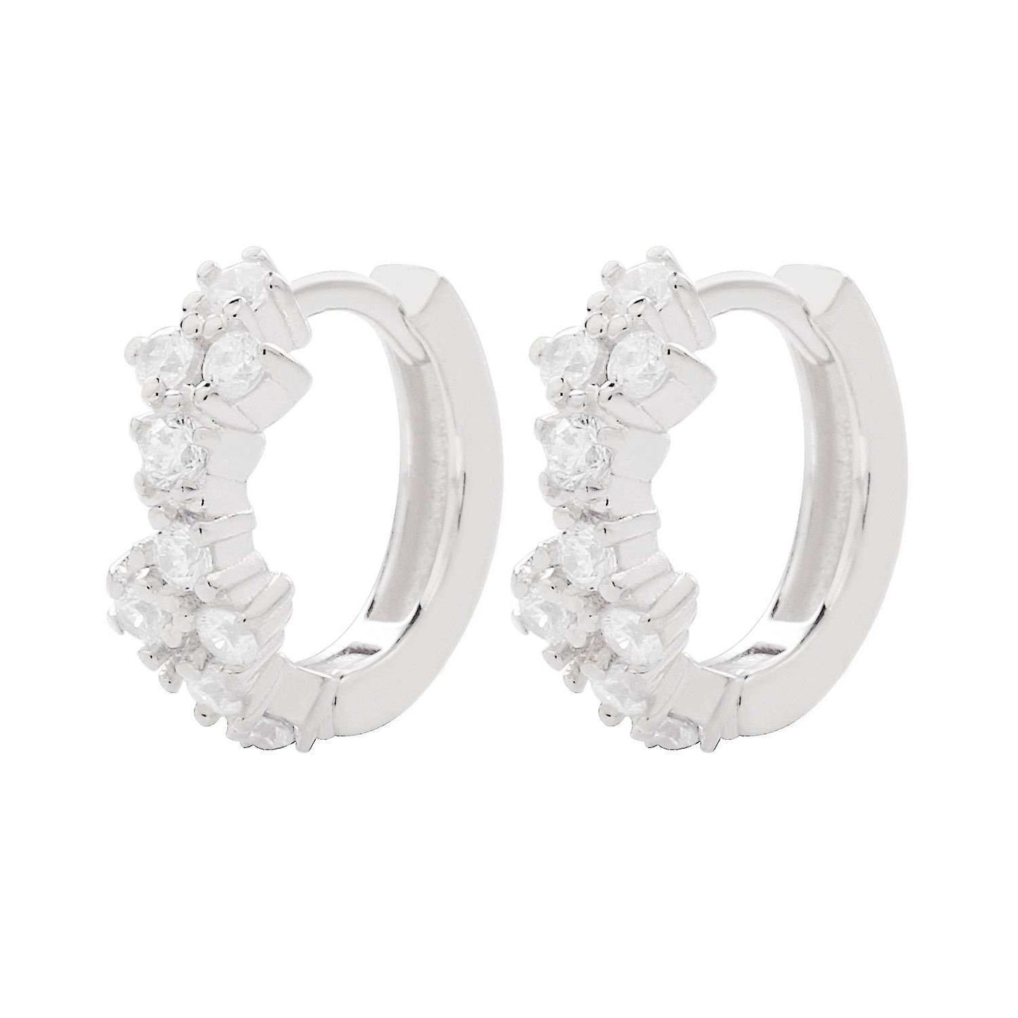 FUIVE SPARKLE EARRINGS IN 925 SILVER AND ZIRCONIA